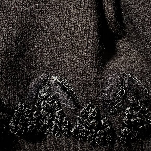 Vintage Paola Conte Beaded Angora Wool Sweater Black Floral Embellished – Size M - Picture 5 of 9